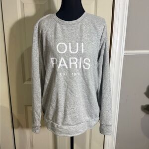 LOFT Gray Oui Paris Crew Neck Sweater